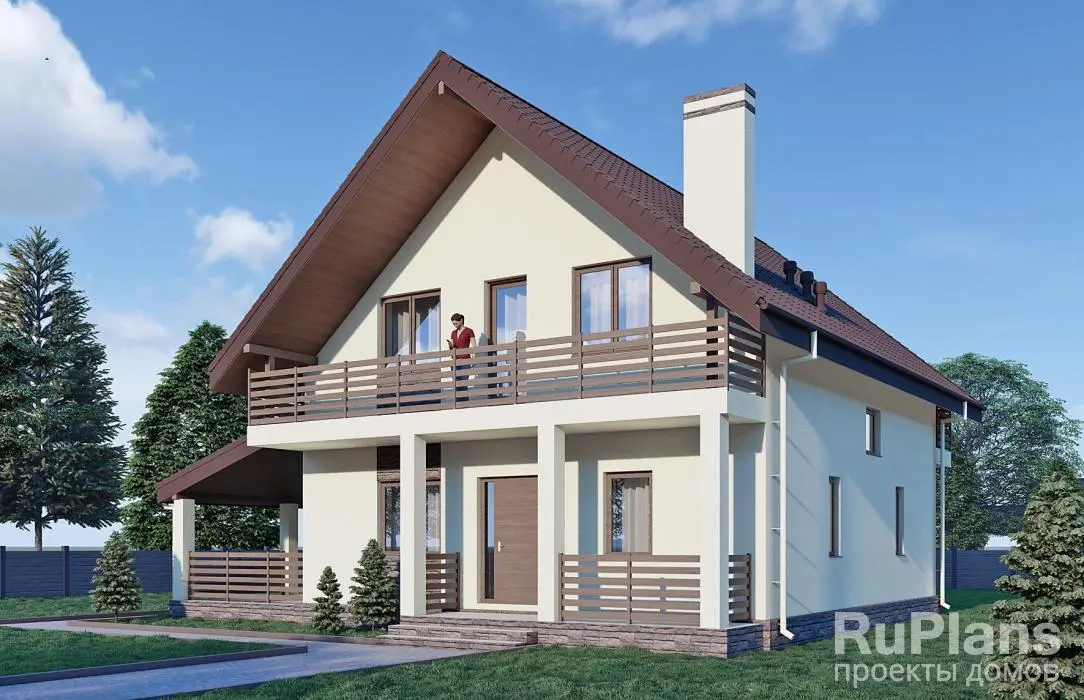 Проект дома с мансардой 152 м², 11,8 × 14,1 м — фото 1