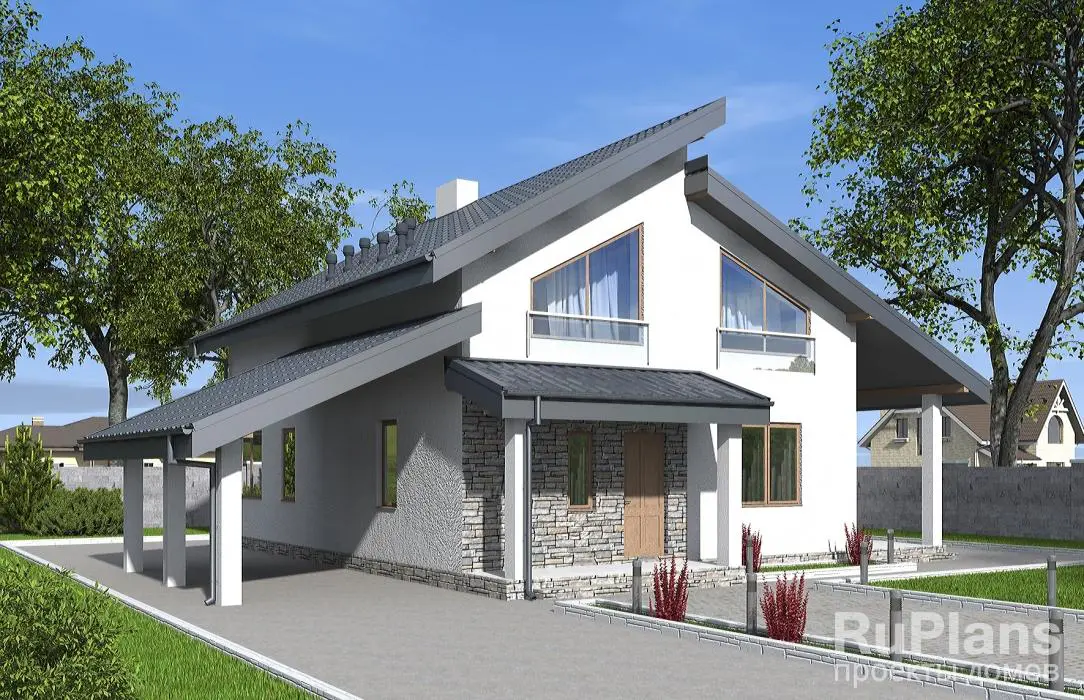 Проект дома с мансардой 154 м², 14,3 × 15,7 м — фото 1