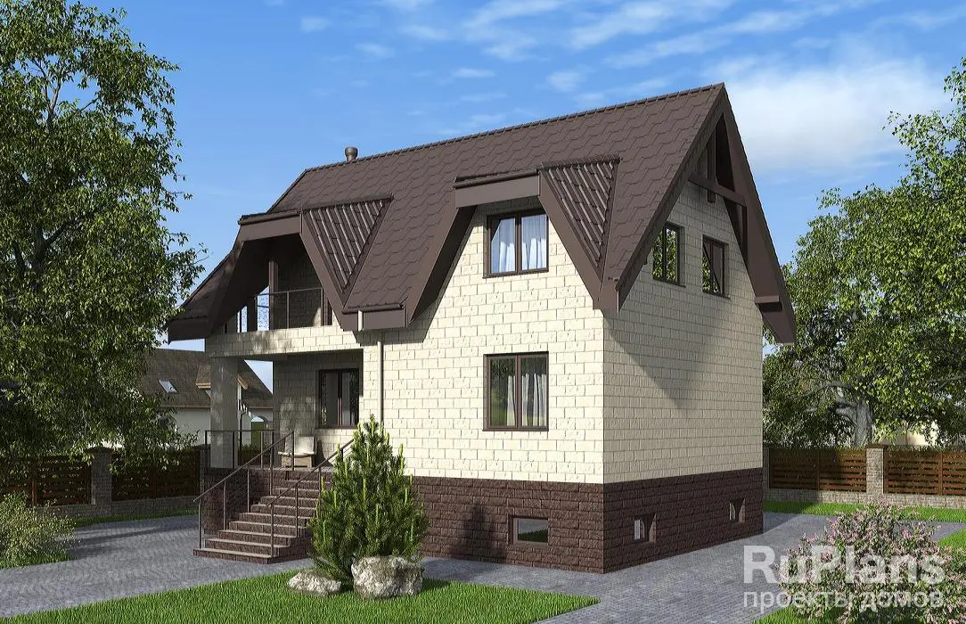 Проект дома с мансардой 155 м², 11 × 12,5 м — фото 1