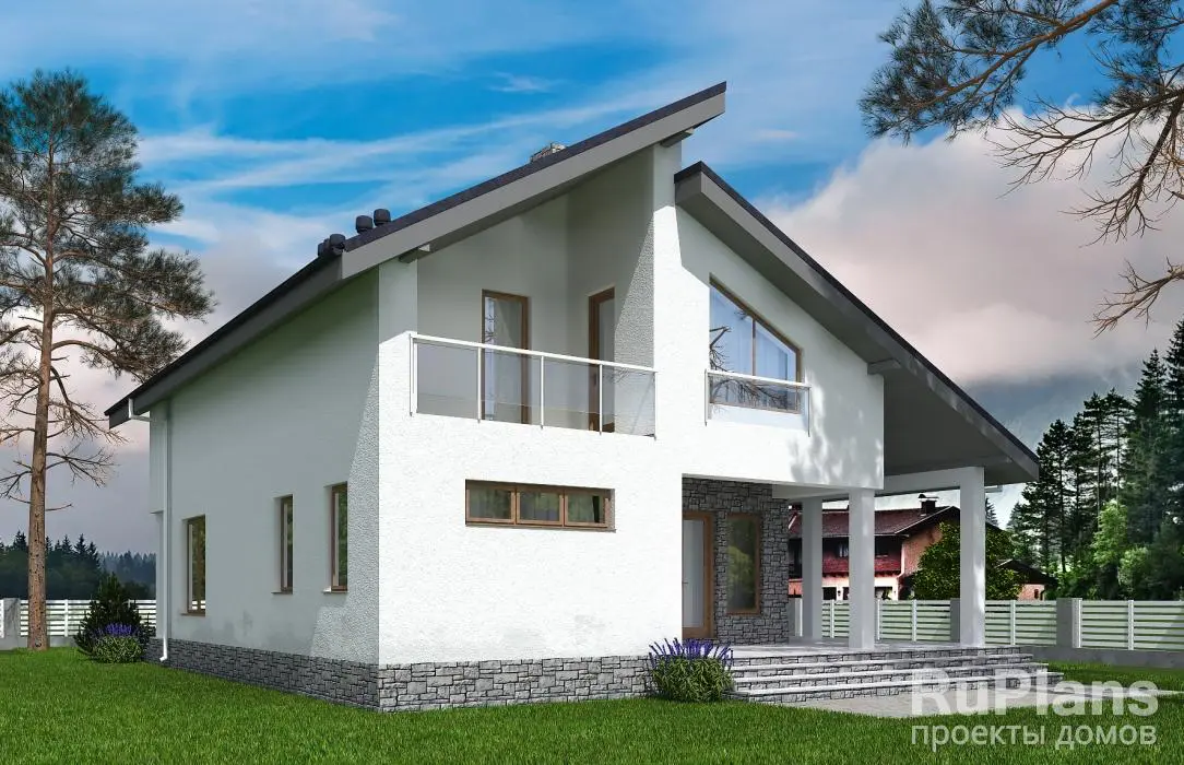 Проект дома с мансардой 156 м², 12,8 × 12,1 м — фото 2