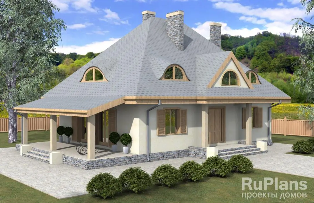 Проект дома с мансардой 157 м², 12,5 × 9,5 м