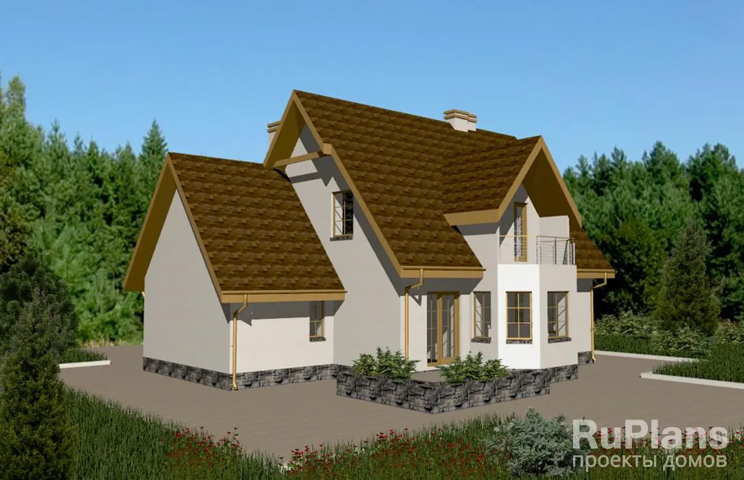 Проект дома с мансардой 158 м², 14,8 × 13,6 м — фото 1