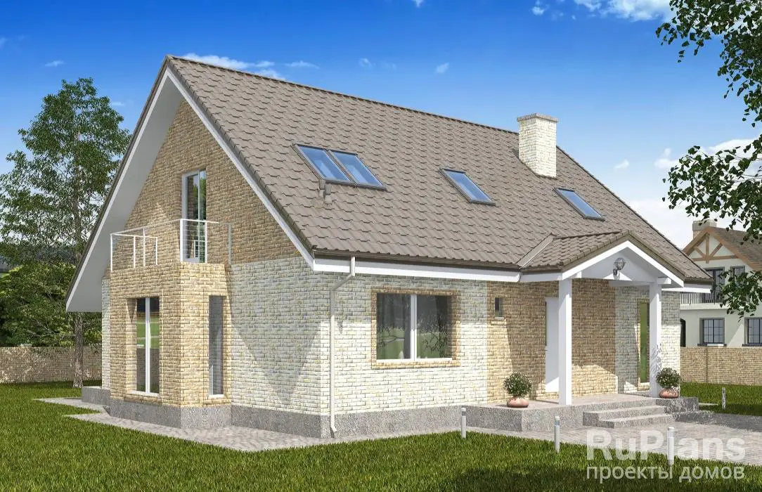 Проект дома с мансардой 158 м², 13,6 × 14,7 м