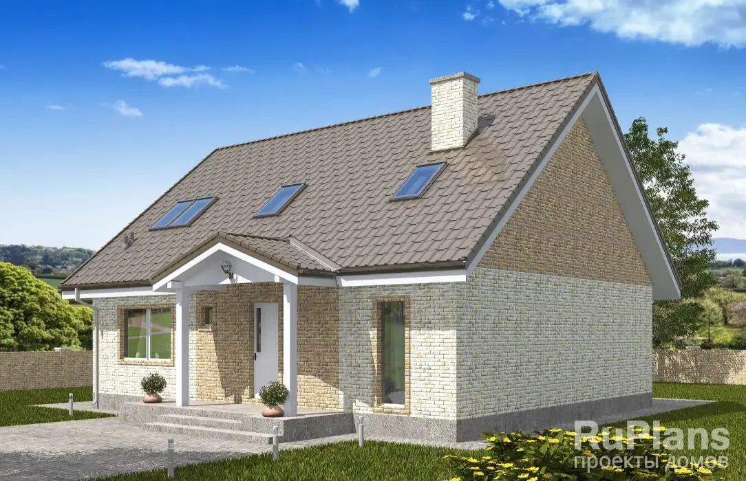 Проект дома с мансардой 158 м², 13,6 × 14,7 м — фото 1
