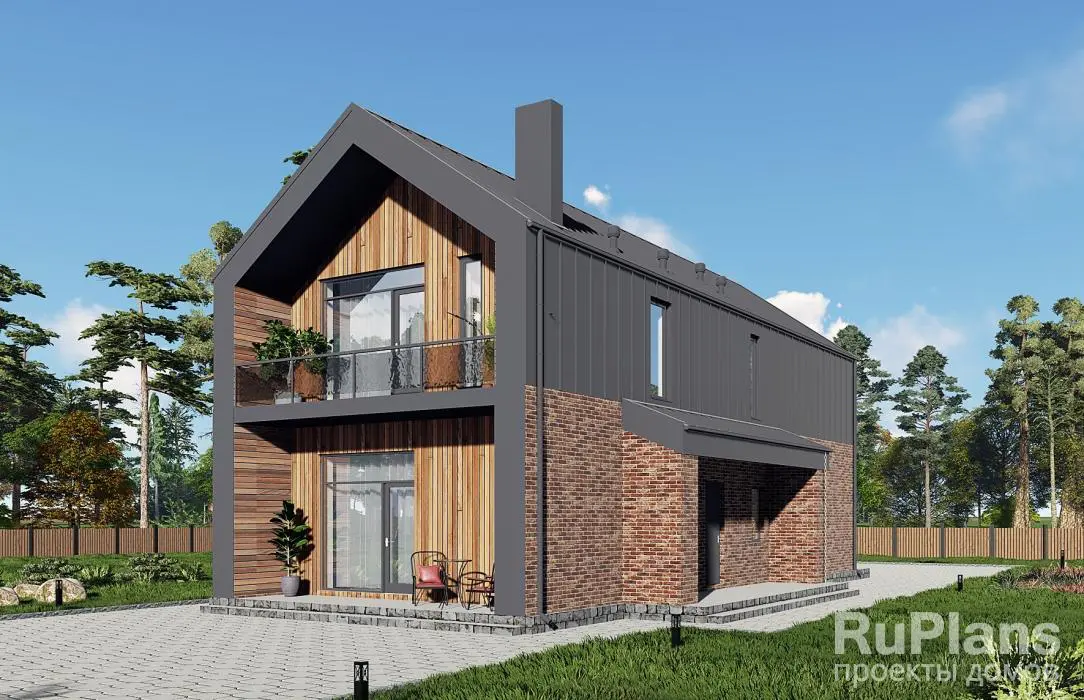 Проект дома с мансардой 159 м², 10,9 × 18,5 м