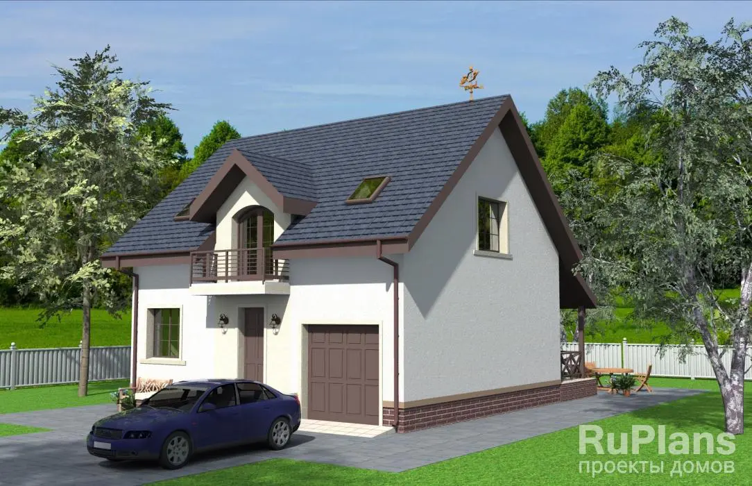 Проект дома с мансардой 162 м², 15,7 × 10 м