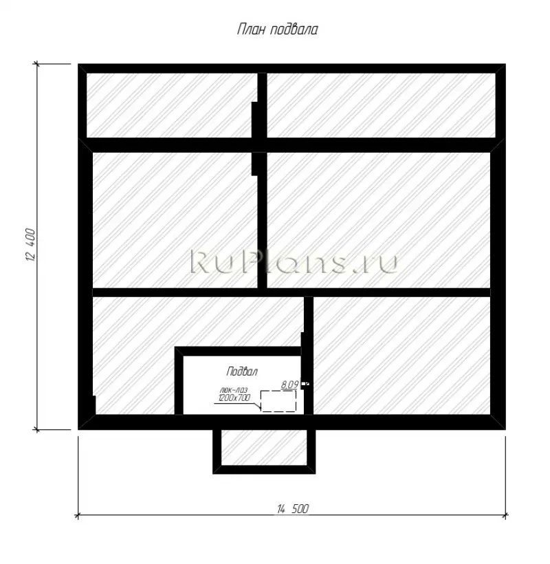 Проект дома с мансардой 163 м², 9,9 × 14,5 м — Цокольный этаж