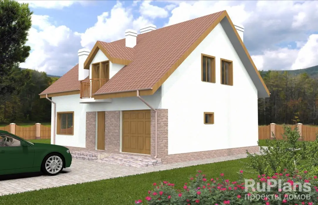 Проект дома с мансардой 164 м², 11,1 × 9,6 м