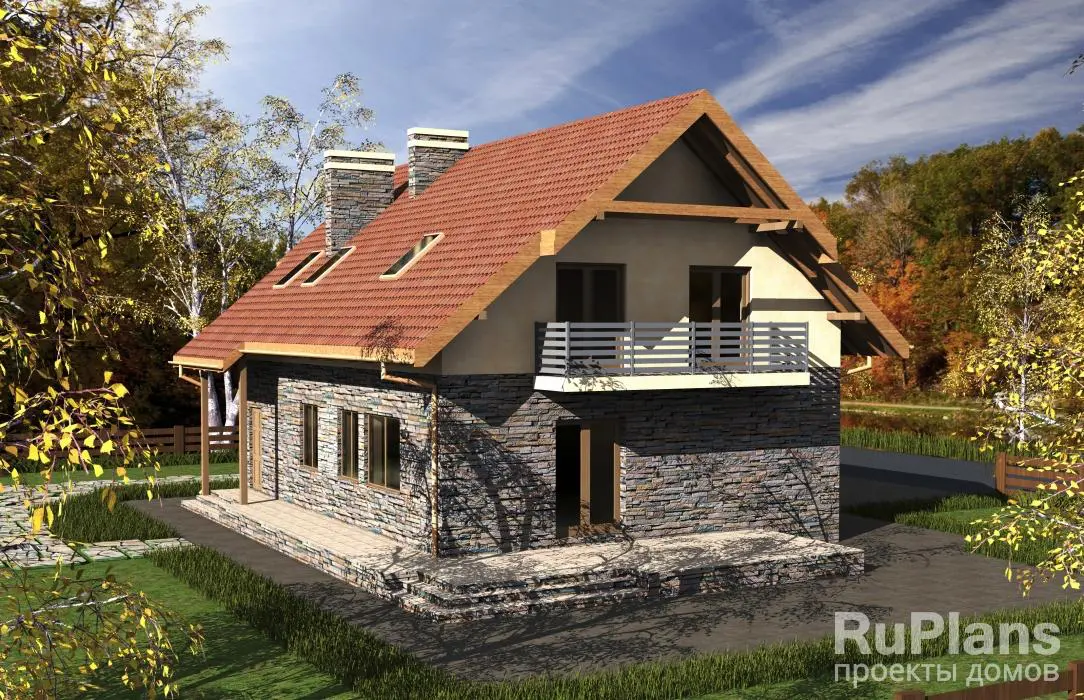 Проект дома с мансардой 166 м², 9,5 × 12,1 м — фото 1