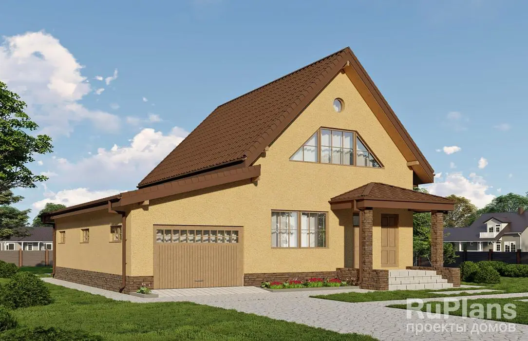 Проект дома с мансардой 167 м², 14,5 × 12,6 м