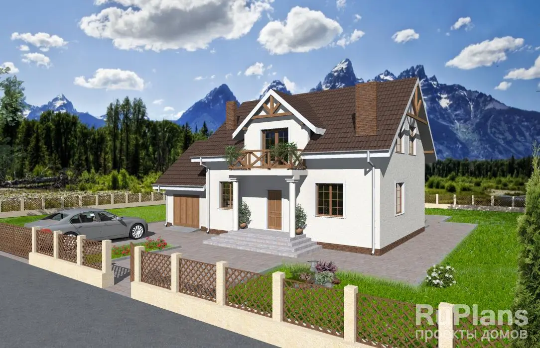 Проект дома с мансардой 168 м², 13,5 × 14,7 м