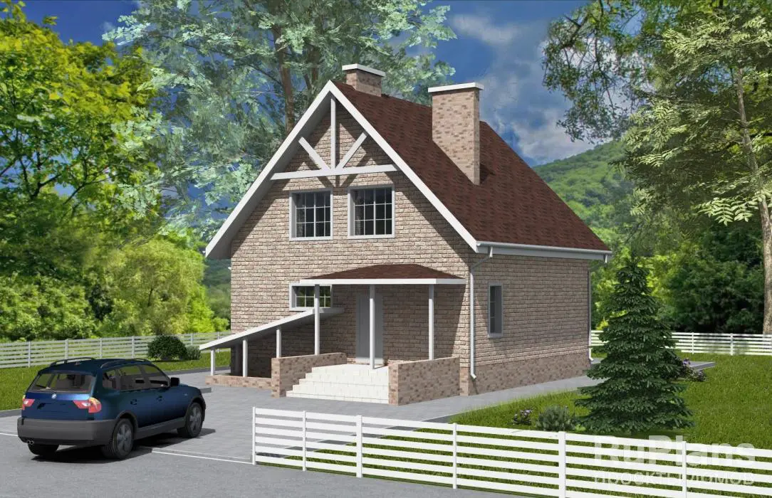 Проект дома с мансардой 170 м², 9,1 × 9,1 м