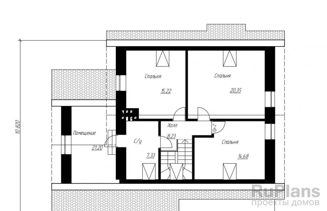 Проект дома с мансардой 171 м², 13,2 × 10,8 м — Мансарда