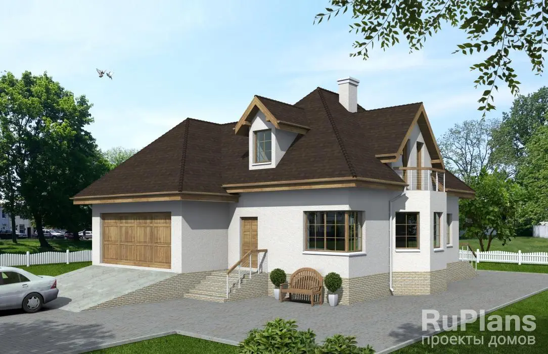 Проект дома с мансардой 173 м², 13,2 × 13,2 м