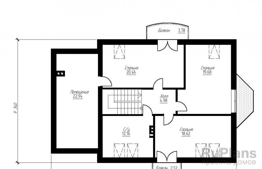 Проект дома с мансардой 174 м², 15 × 9,3 м — Мансарда