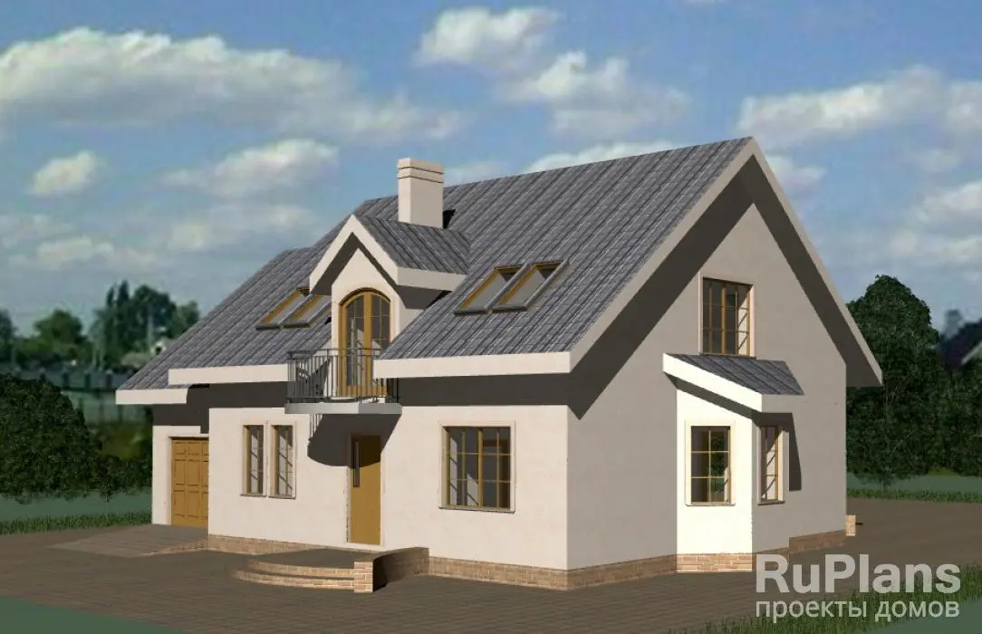 Проект дома с мансардой 174 м², 15 × 9,3 м — фото 1