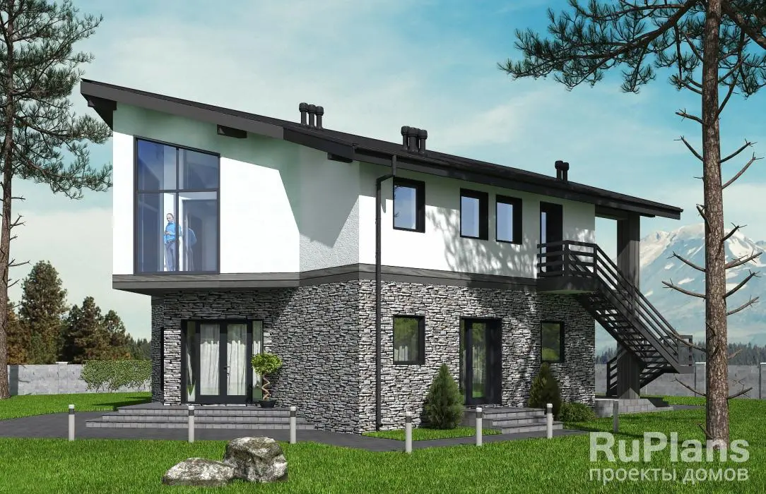 Проект дома с мансардой 174 м², 12,3 × 13,5 м