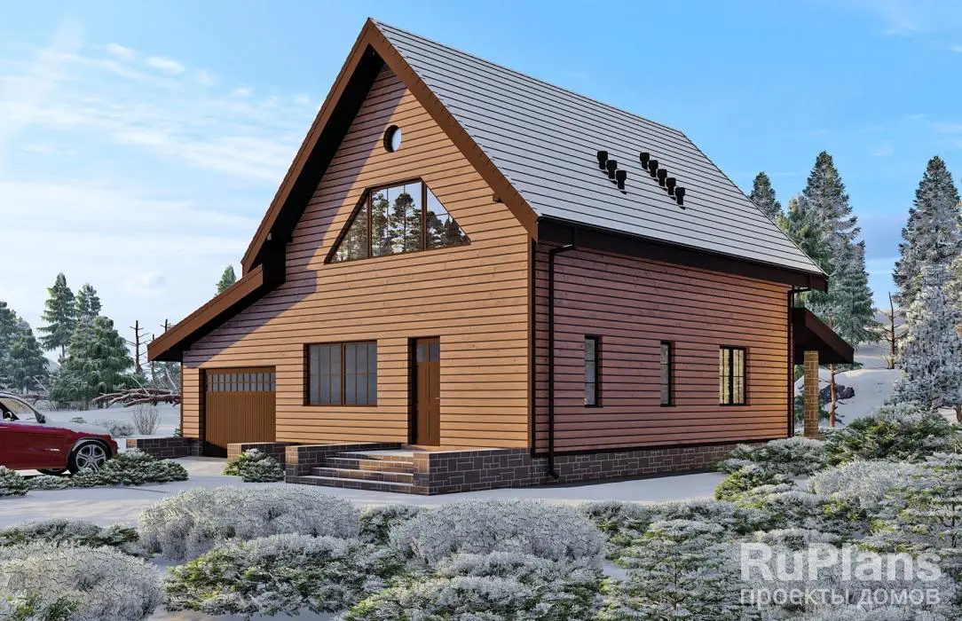 Проект дома с мансардой 178 м², 12,8 × 12,7 м — фото 1