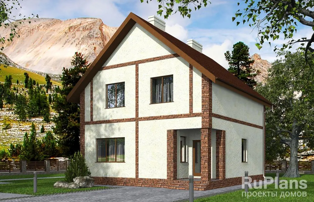 Проект дома с мансардой 180 м², 9 × 8 м