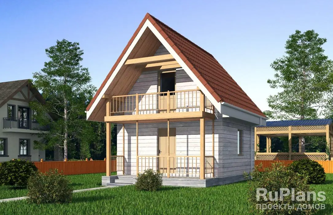 Проект дома с мансардой 45 м², 5,5 × 5,5 м