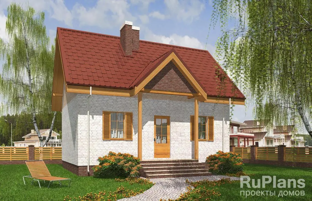 Проект дома с мансардой 65 м², 6,5 × 8,9 м