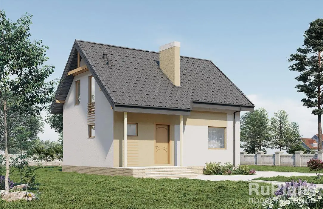 Проект дома с мансардой 75 м², 9,3 × 11,4 м