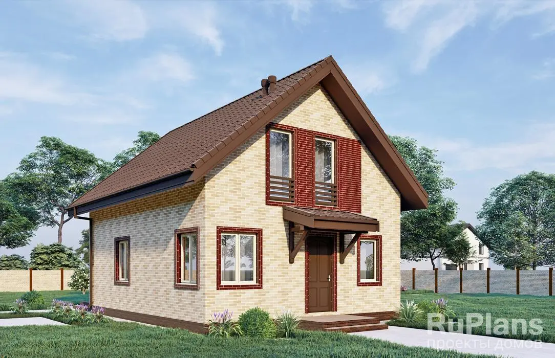 Проект дома с мансардой 81 м², 13,3 × 7,2 м