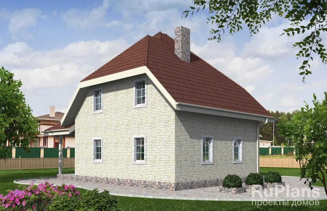 Проект дома с мансардой 82 м², 10,7 × 7,4 м — фото 2