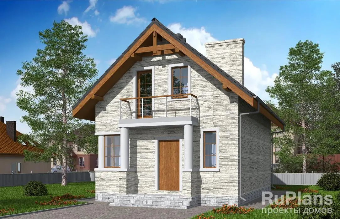 Проект дома с мансардой 82 м², 7,1 × 9 м — фото 1