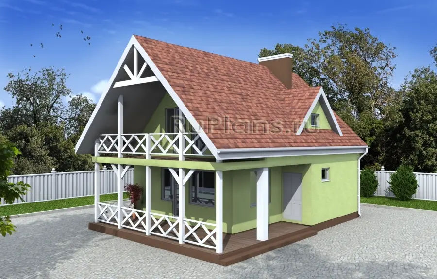 Проект дома с мансардой 86 м², 10,9 × 7,8 м