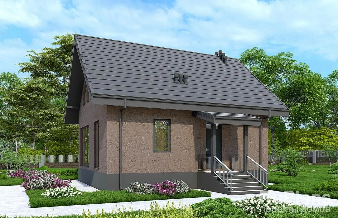 Проект дома с мансардой 87 м², 9,7 × 9,2 м — фото 1