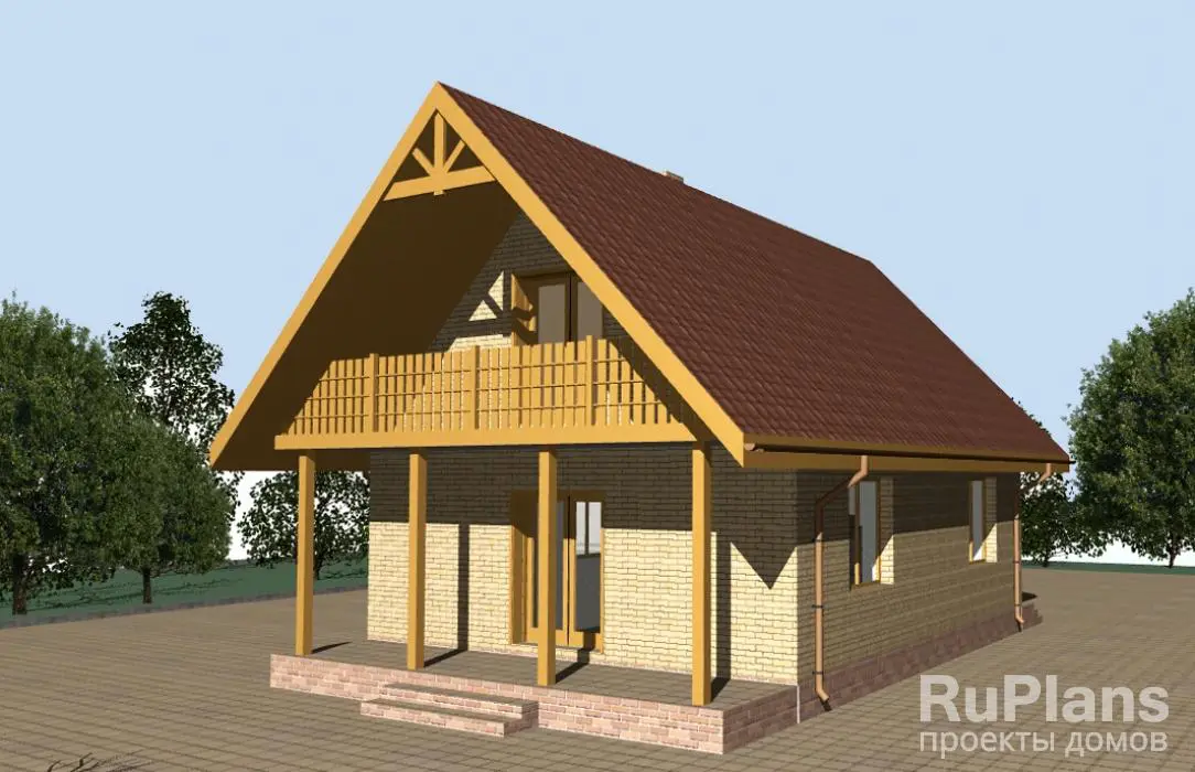 Проект дома с мансардой 90 м², 7,5 × 9,4 м — фото 1