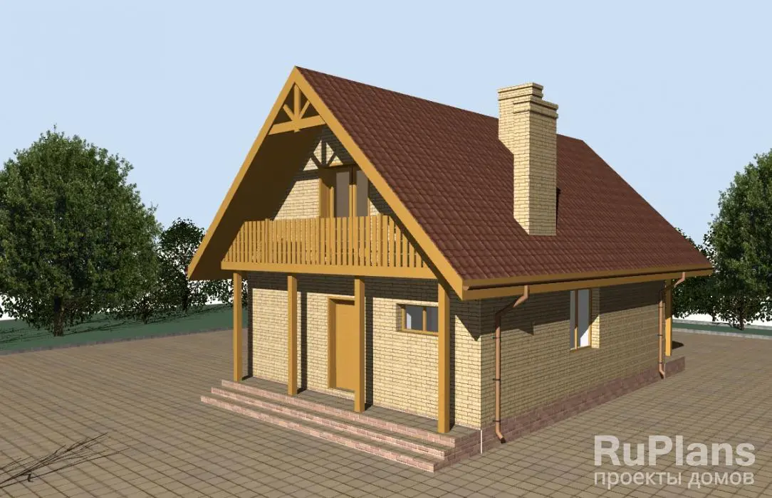 Проект дома с мансардой 90 м², 7,5 × 9,4 м — фото 3