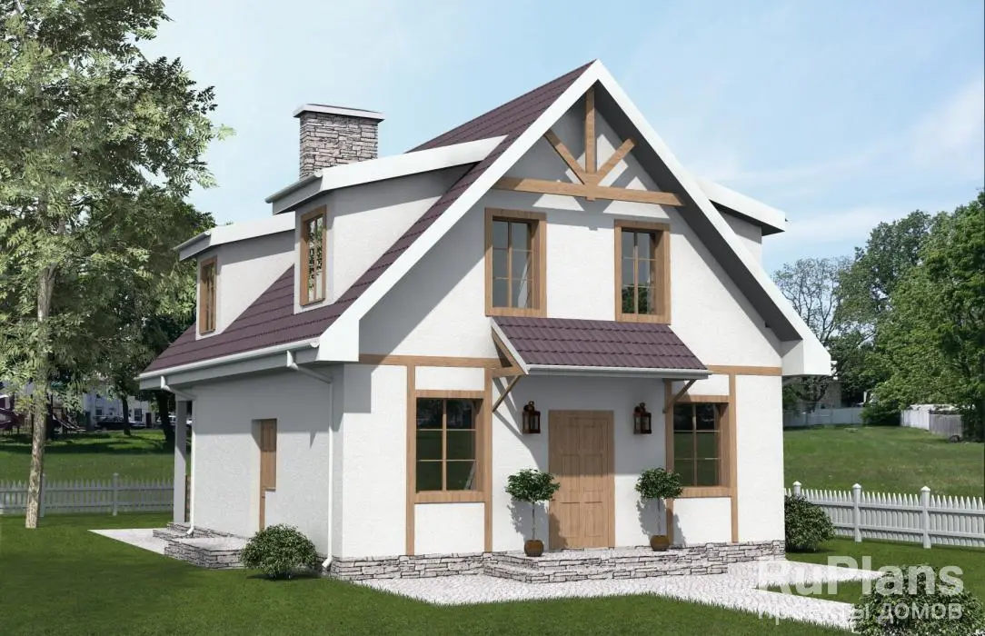 Проект дома с мансардой 96 м², 8 × 8,2 м