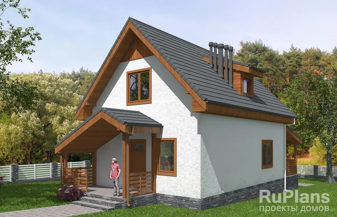 Проект дома с мансардой 98 м², 15,3 × 7 м — фото 1