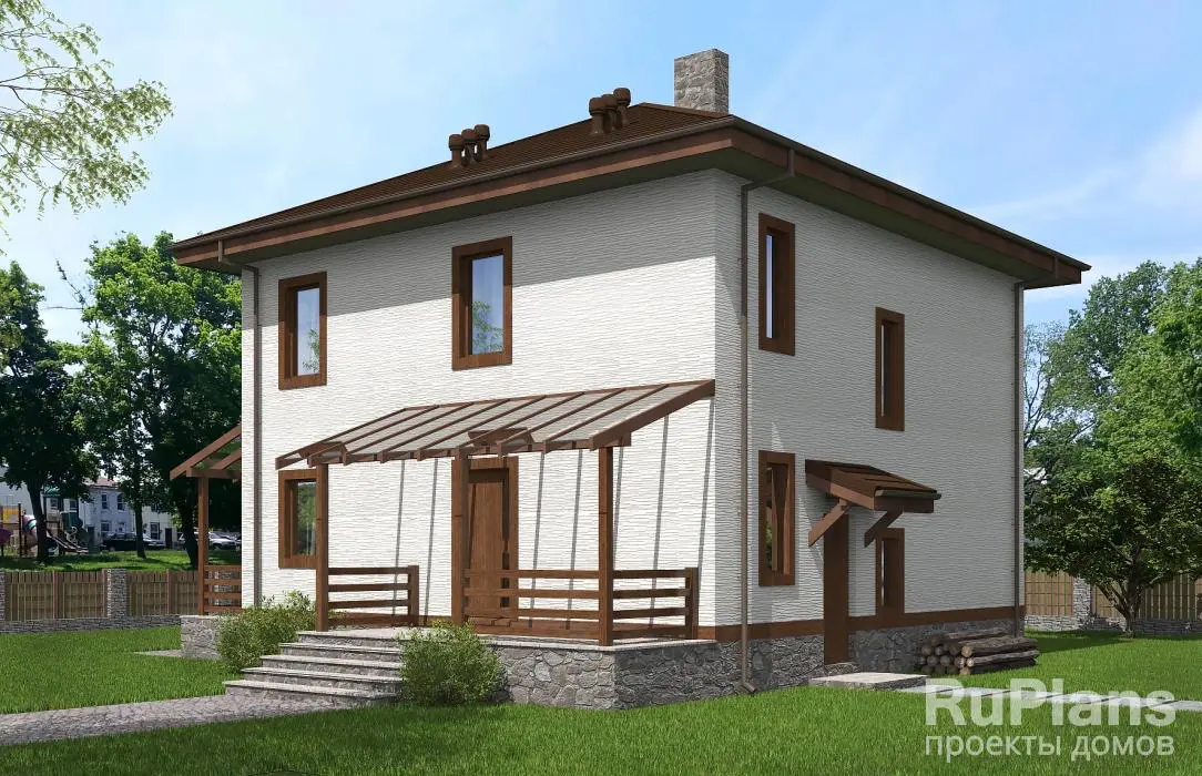 Проект двухэтажного дома 124 м², 9,4 × 9,4 м — фото 1