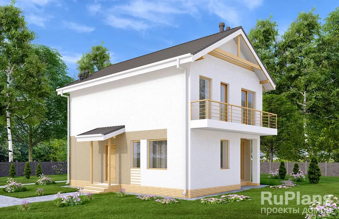 Проект двухэтажного дома 129 м², 8,2 × 10,7 м
