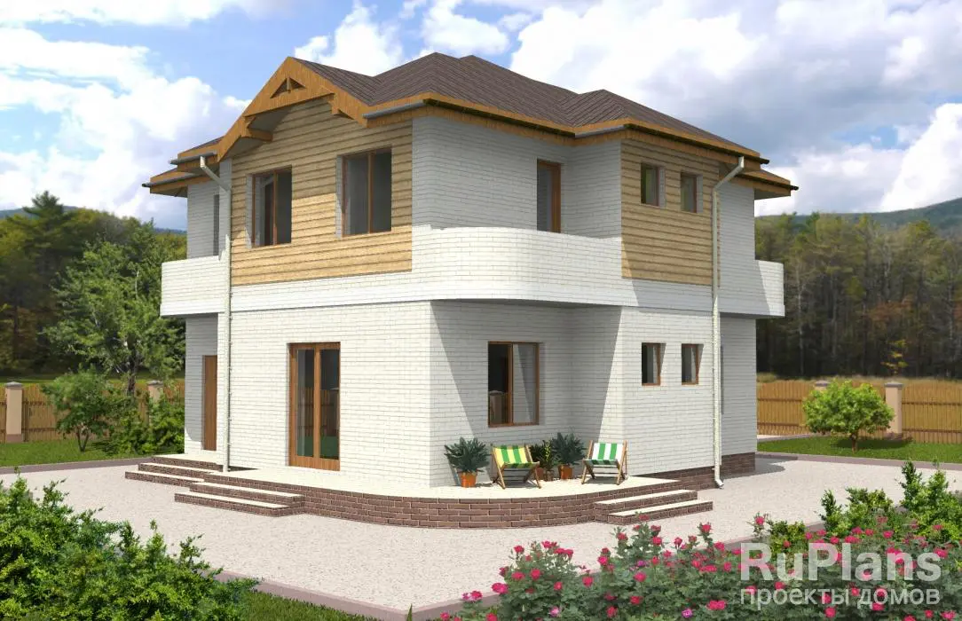 Проект двухэтажного дома 130 м², 10,4 × 10,4 м