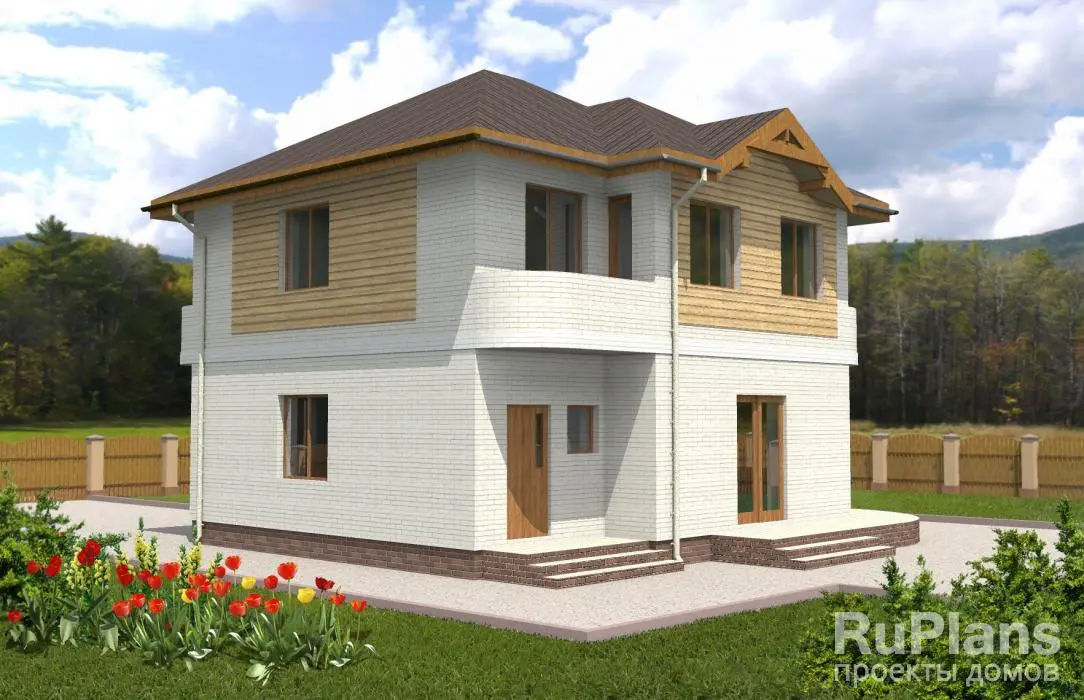 Проект двухэтажного дома 130 м², 10,4 × 10,4 м — фото 1