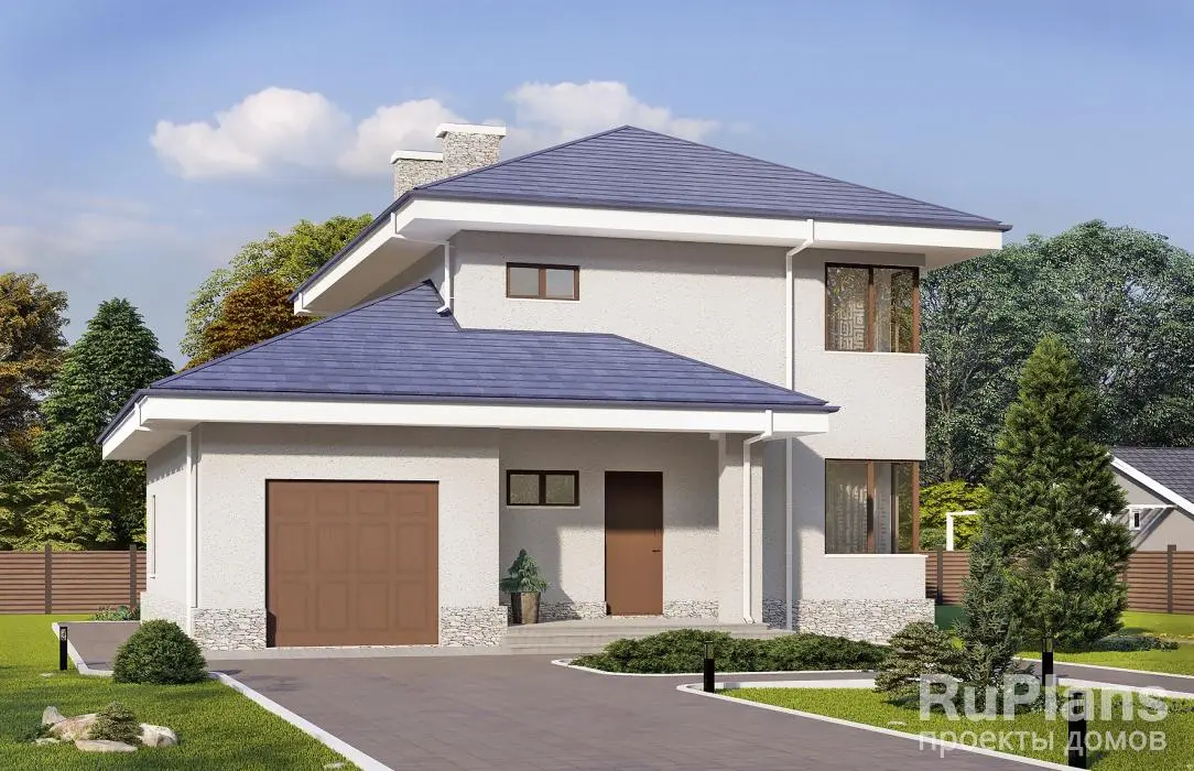 Проект двухэтажного дома 153 м², 12 × 12,5 м