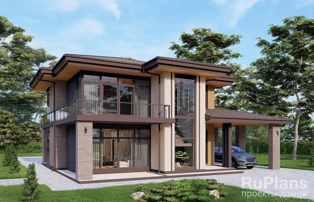 Проект двухэтажного дома 174 м², 14,1 × 16,6 м — фото 1