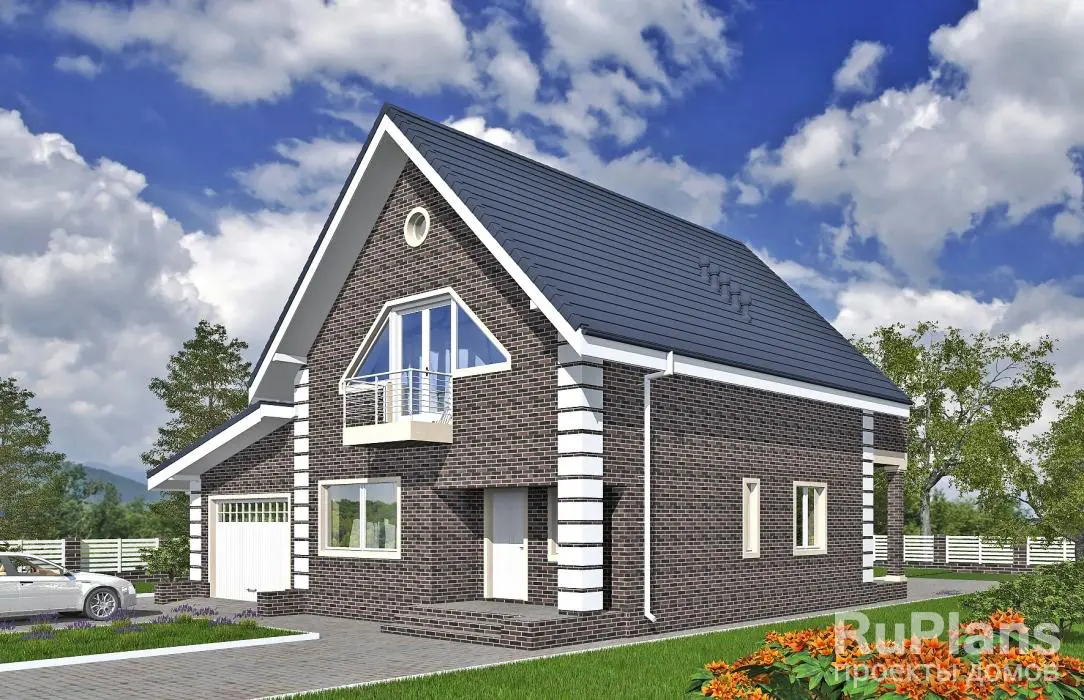Проект двухэтажного дома с мансардой 155 м², 13 × 12,8 м — фото 1