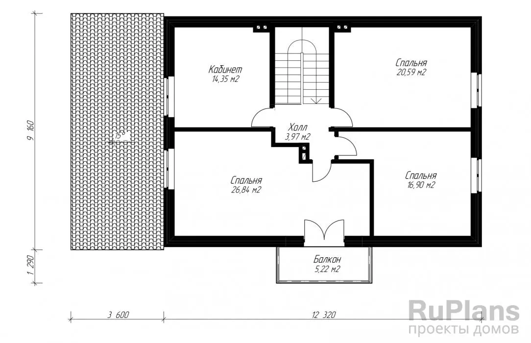 Проект двухэтажного дома с мансардой 165 м², 9 × 16 м — Мансарда