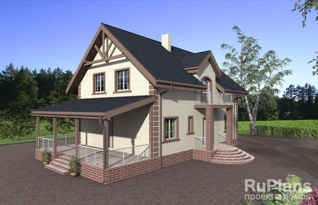 Проект двухэтажного дома с мансардой 165 м², 9 × 16 м — фото 1
