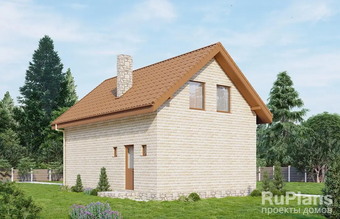 Проект двухэтажного дома с мансардой 89 м², 9,3 × 13,8 м — фото 1