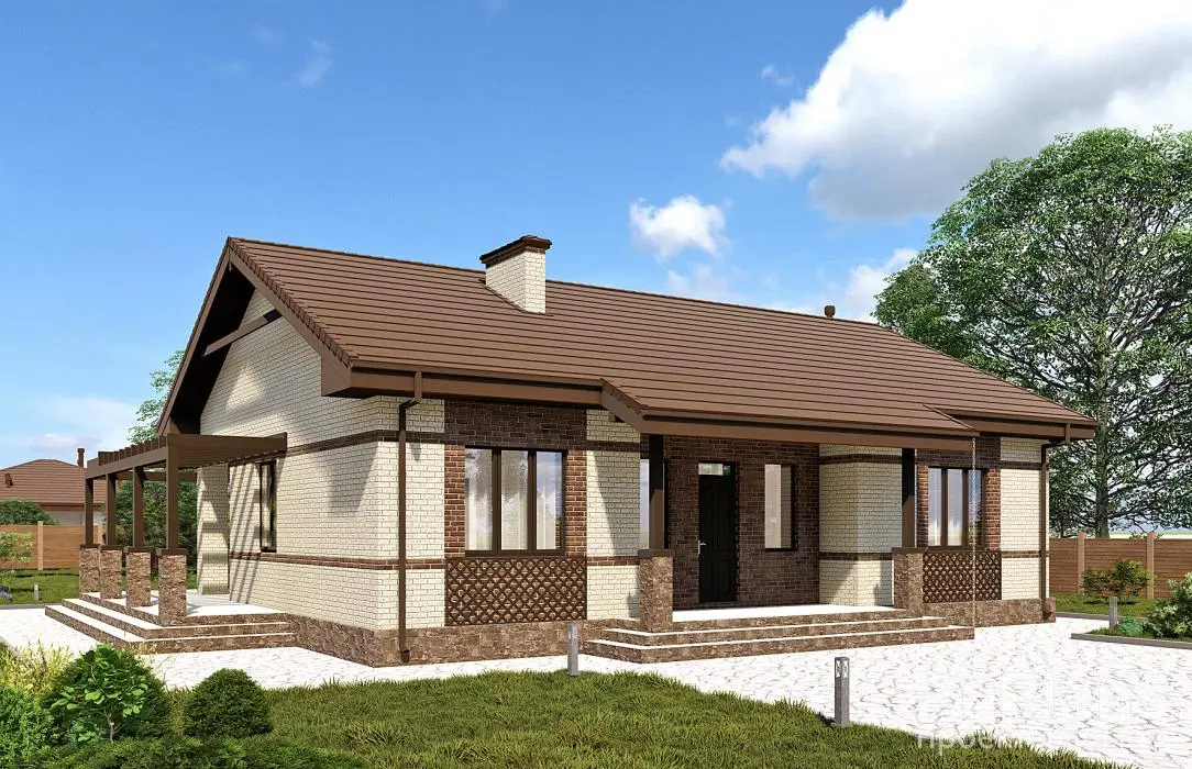 Проект одноэтажного дома 100 м², 13,8 × 15 м