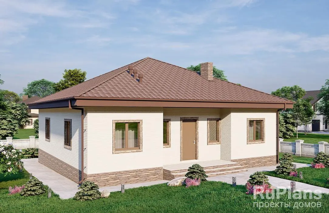 Проект одноэтажного дома 109 м², 12 × 12 м — фото 1