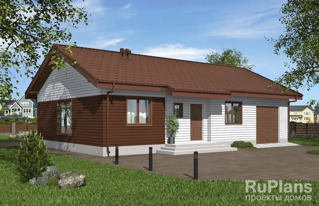 Проект одноэтажного дома 110 м², 14,8 × 9,3 м
