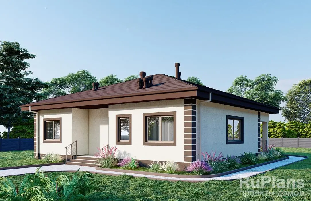 Проект одноэтажного дома 110 м², 12,1 × 12,9 м — фото 1