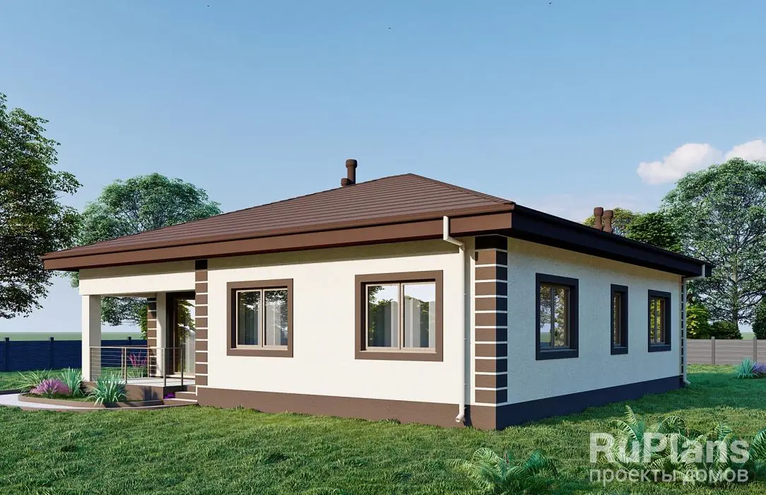 Проект одноэтажного дома 110 м², 12,1 × 12,9 м — фото 2